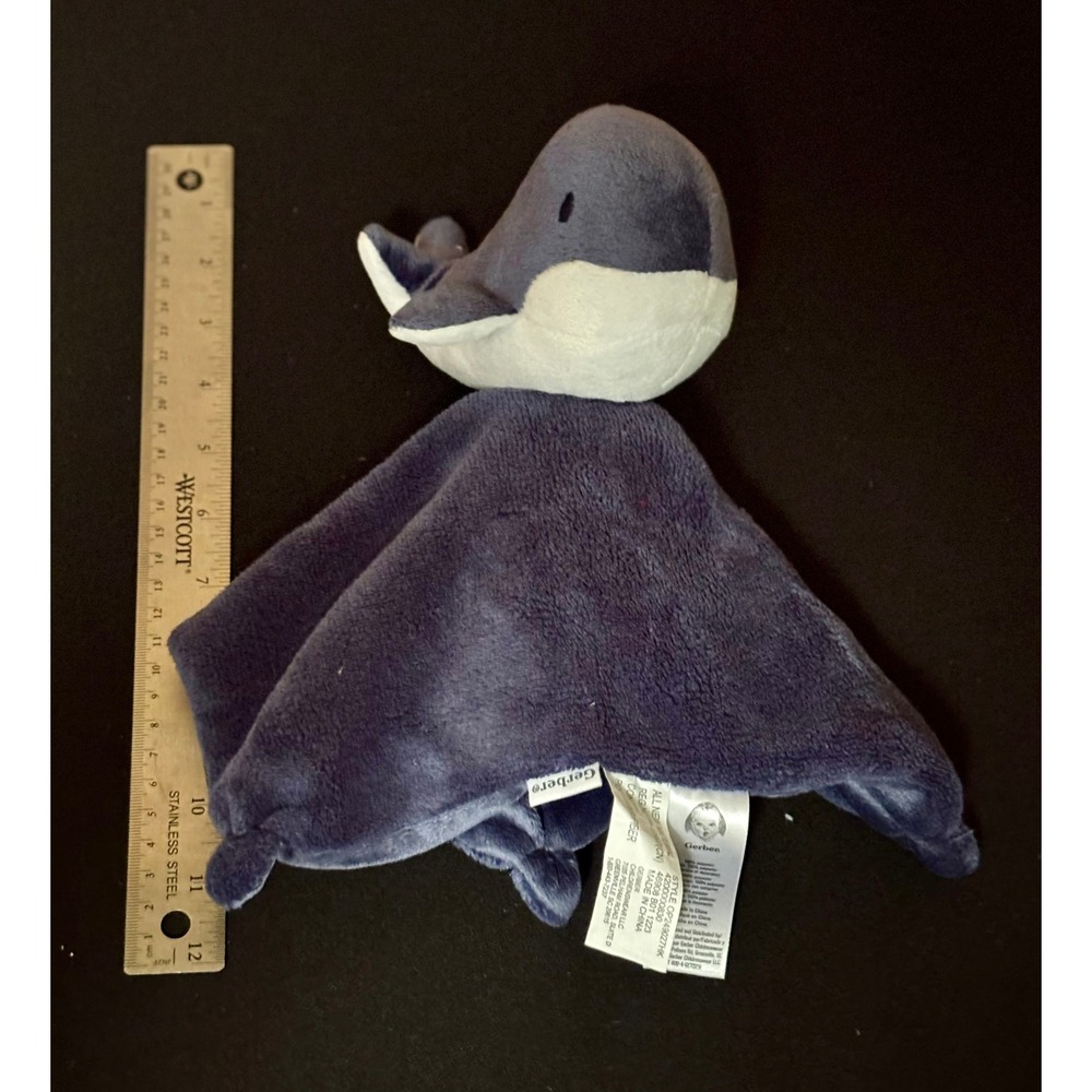 Gerber Baby Whale Security Blanket Navy Blue White Plush Lovey OP249027HK